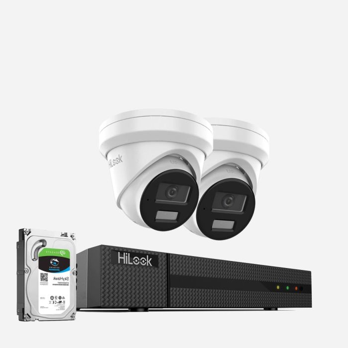 HiLook 3K 5MP 2 x ColorVu PoE CCTV Camera system with Audio