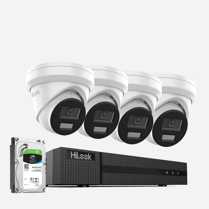 HiLook 3K 5MP 4 x ColorVu PoE CCTV Camera system with Audio