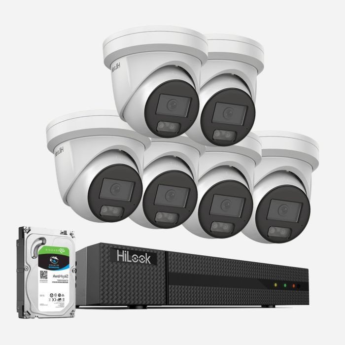 HiLook 4K 8MP 6 x ColorVu PoE CCTV Camera system with Audio